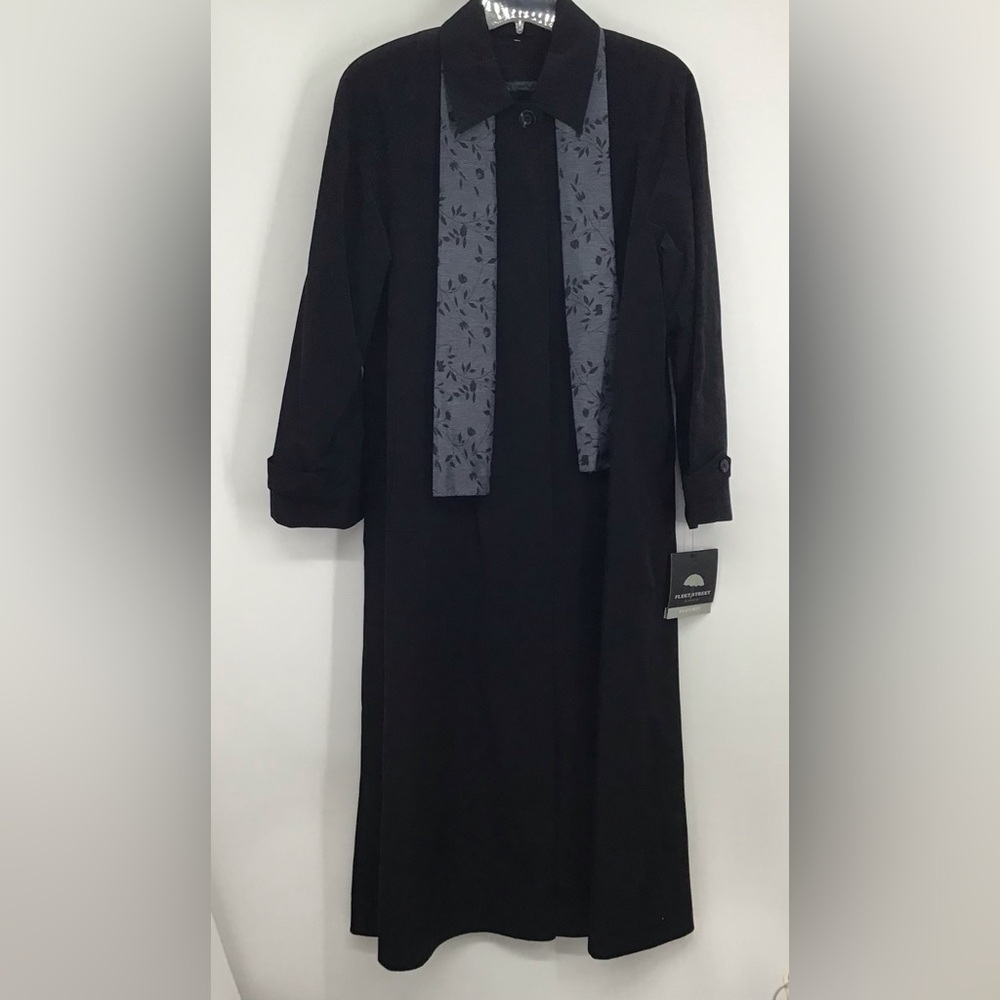 Fleet Street Rain Wear NWT Women’s All Weather Trench Coat w/Scarf Black Size 6